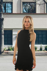 Black High Neck Sleeveless Bodycon Mini Dress - Milan