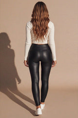 Black Panel Detail High Waisted Leggings- Kiya