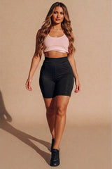 Pink And Black High Waisted Cycling Shorts 2 Pack - Hina