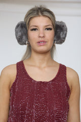 Grey Faux Fur Fluffy Winter Earmuffs- Simkon