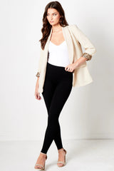 Beige Leopard Lined Blazer - Emma