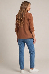 Brown Tailored Open Front Blazer- Roman