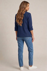 Navy Tailored Open Front Blazer- Roman