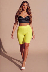 Yellow With White 2 Pack High Waisted Cycling Shorts- Oyan