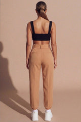 Black Thick Strap Square Neck Crop Top - Mirelda