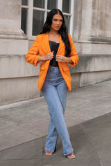 Orange  Long Sleeve Pocket Blazer - Tenely