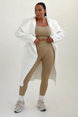 Off White Waterfall Duster Belted Long Coat - Pola