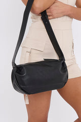 Black Top Zip Closure Crossbody Bag - Parker
