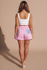 Light Pink Drawstring with Pocket Detail Short Set- Calyra