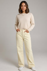 Yellow High Waisted Wide Leg Jeans- Viora