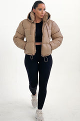 Stone Hooded Drawstring Cropped Puffer Jacket - Stacey