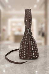 Brown Studded Shoulder Bag – Maiya
