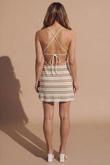 Stone Stripe Ribbed Knit Bodycon Mini Dress - Rhan