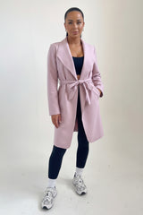 Light Pink Waterfall Duster Belted Long Coat- Pola