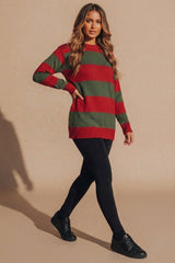 Red & Green Halloween Striped Knitted Jumper - Roynix