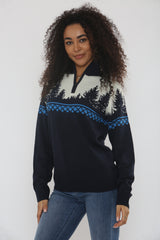Navy Forest Knit Half Zip Jumper – Ava