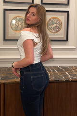 White Ruched Cowl Neck Slinky Top - Zaira