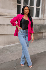 Pink Long Sleeve Pocket Blazer - Tenely