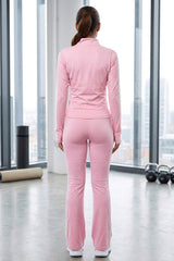 Pink Zip Up Active Jacket & Stripe Side Track Trousers Co-Ord Set- Xavira