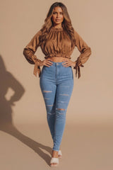 Blue Mid Distressed High Waisted Skinny Jeans – Brooke