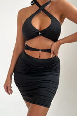 Black Cut Out Bodycon Mini Dress - Cristal