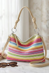 Multi Colour Stripe Crochet Shoulder & Crossbody Bag  - Zonya