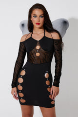 Black Net Halloween Glitter Fairy Wings - Trudy