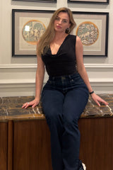 Black Ruched Cowl Neck Slinky Top - Zaira