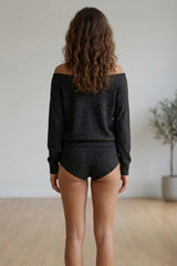 Black Knit Jumper and Shorts Set - Rina