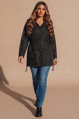 Black Lightweight Showerproof Hooded Mac Jacket - Vera
