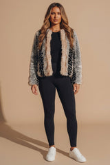 Cream Mixed Faux Fur Open Front Coat - Flox