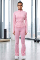 Pink Zip Up Active Jacket & Stripe Side Track Trousers Co-Ord Set- Xavira