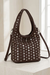 Brown Studded Shoulder Bag – Maiya
