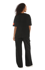 Black Oversized Relaxed Fit with Lengthy Tee and Wide-Leg Trousers-Arielle