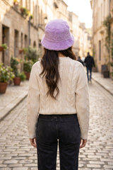 Lilac Faux Fur Bucket Fluffy Soft Winter Hat- Sona