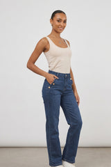 Blue Washed High Waisted Wide Leg Jeans – Kenzie