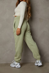 Sage Oversized High Waisted Shirred Drawstring Pocket Detail Cuffed Joggers - Samira