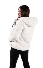 Beige Padded Zip Up Hooded Puffer Jacket - Riley