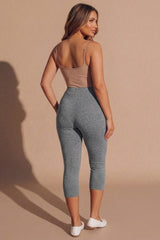Charcoal Marl High Waisted Crop Leggings - Moinxo