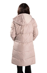 Stone Longline Hooded Puffer Coat - Ava