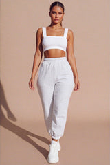 White Thick Strap Square Neck Crop Top - Mirelda