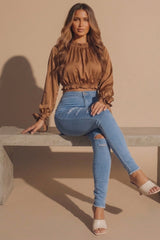 Blue Mid Distressed High Waisted Skinny Jeans – Brooke