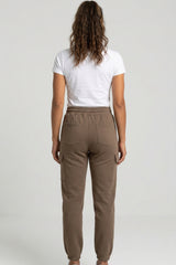 Mocha  Drawstring Waist Pocket Detail Cuffed Cargo Joggers - Sienna