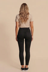 Black Lace Up High Waist Skinny Jeans-Lava