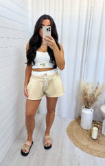 Beige Sports Bralette and Shorts Co Ord Set - Briar
