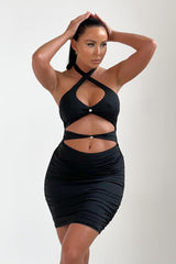 Black Cut Out Bodycon Mini Dress - Cristal
