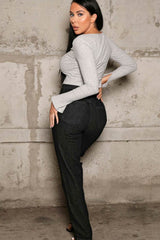 Black High Waisted Button Up Straight Leg Denim Jeans - Karen