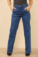 Blue Washed High Waisted Wide Leg Jeans – Kenzie