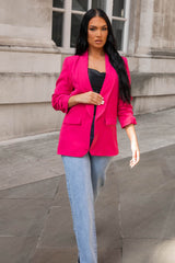 Pink Long Sleeve Pocket Blazer - Tenely