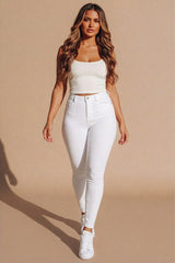 White High Waist Skinny Stretch Jeans - Vivara